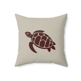 Brown Sea Turtle Pillow, Faux Suede Pillow - 4 sizes
