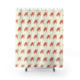 Orange and Red Tribal Sea Turtle Shower Curtains - Coastal Bathroom Decor