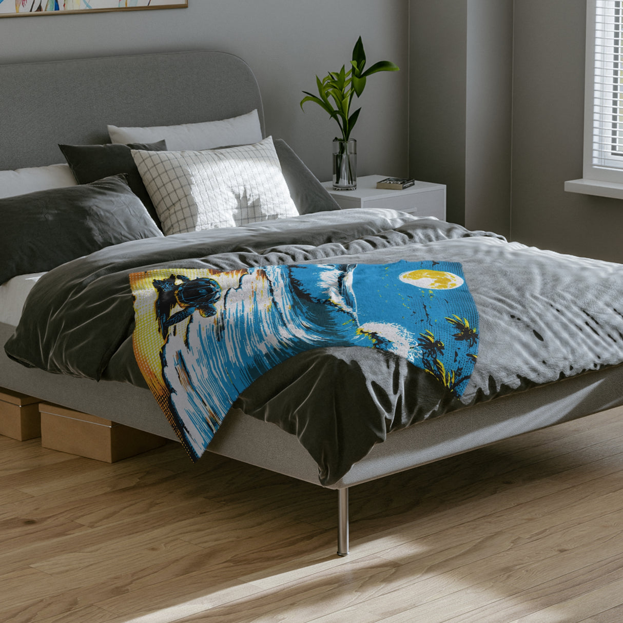 Headin Out To Sea Turtle -Themed Velveteen Microfiber Blanket - 3 Sizes