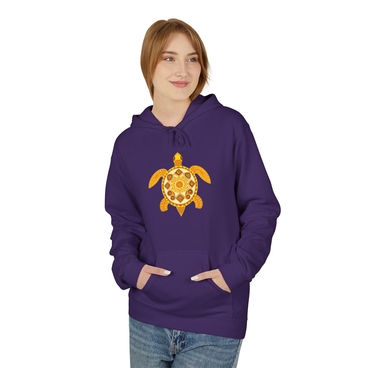 Gold Sea Turtle Hoodie - Comfy Unisex Fleece Sweatshirt - 4 Colors