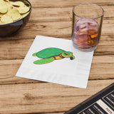 Green Cartoon SeaTurtle-Themed Cocktail Napkins