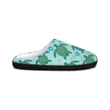 Womens Blue Tropical Sea Turtle Print Indoor Slippers
