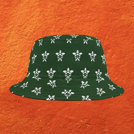Green and White Print Sea Turtle Pattern Bucket Hats - Large Sizes Available
