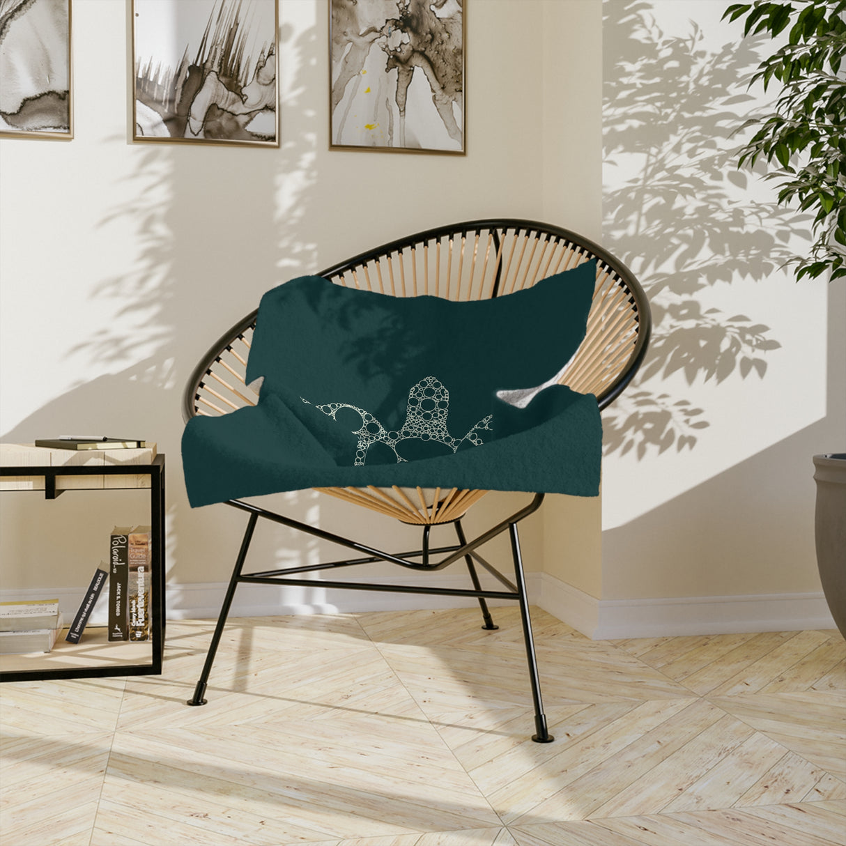 Dark Teal Sea Turtle-Themed Velveteen Microfiber Blanket - 3 Sizes