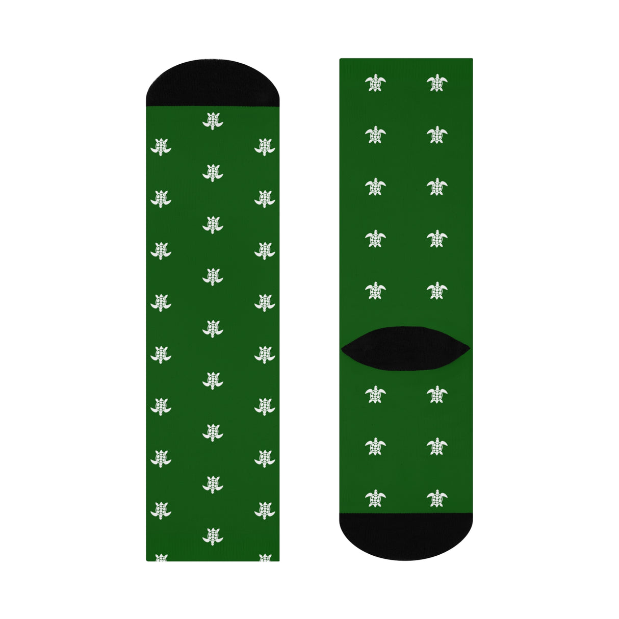 Green and White Sea Turtle Cushioned Crew Socks