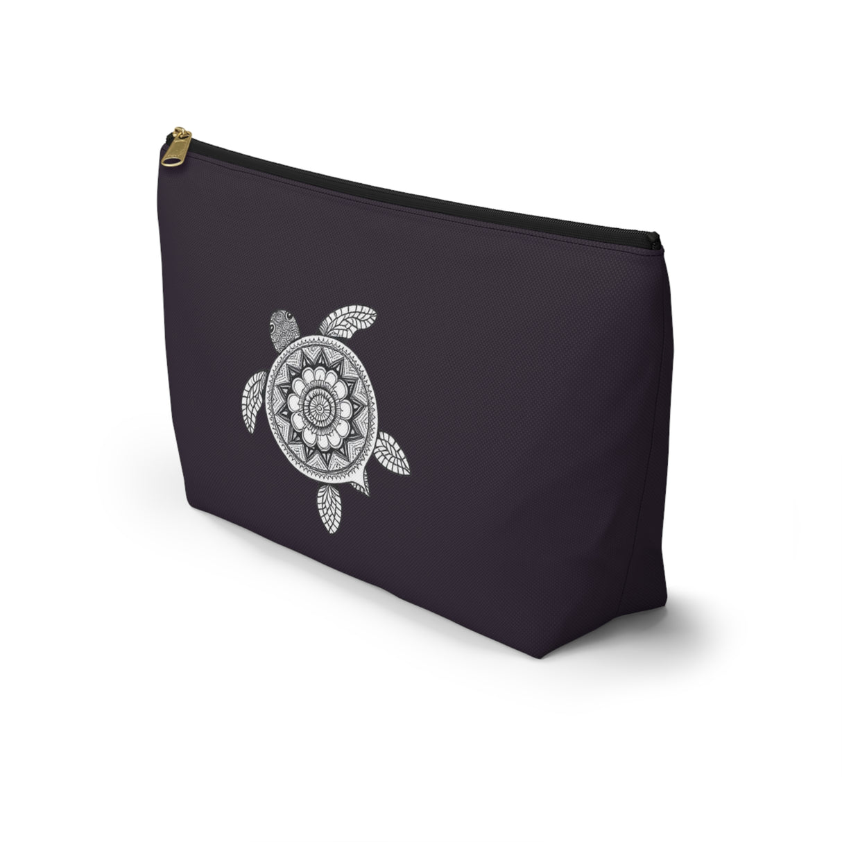 Dark Purple Mandala Sea Turtle Print Accessory Pouch