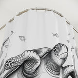 Balck and White Sketch Style Sea Turtle Shower Curtains - Coastal Bathroom Decor