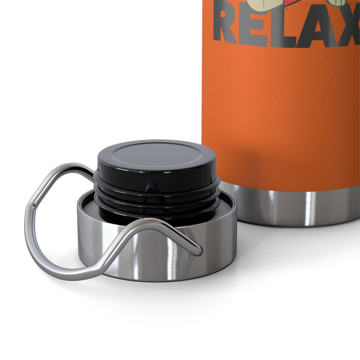 RELAX Cartoon Turtle Water Bottle 22oz - Cute Turtle Design, Insulated Drinkware for Summer, Beach Days, Gifts for Friends