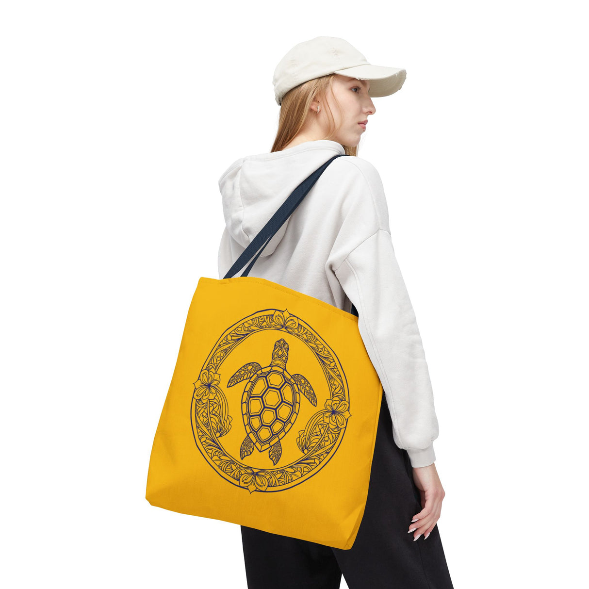Gold and Purple Tropical Print Sea Turtle Tote Bag - 3 sizes