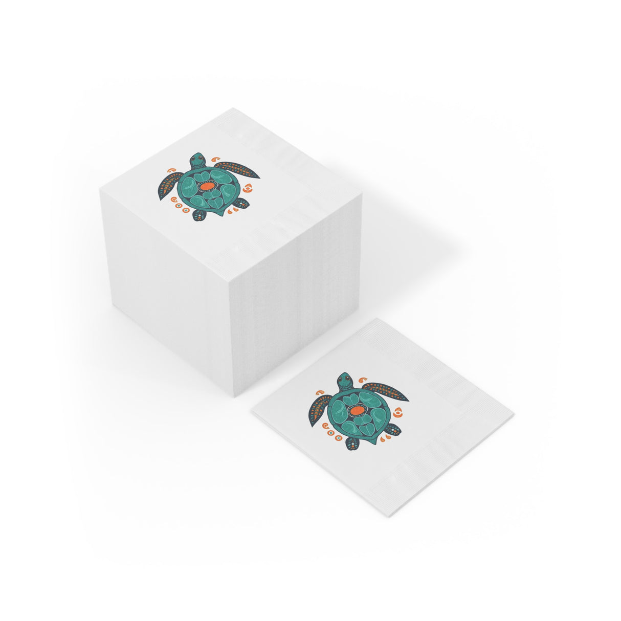 Blue Boho Tropical SeaTurtle-Themed Cocktail Napkins