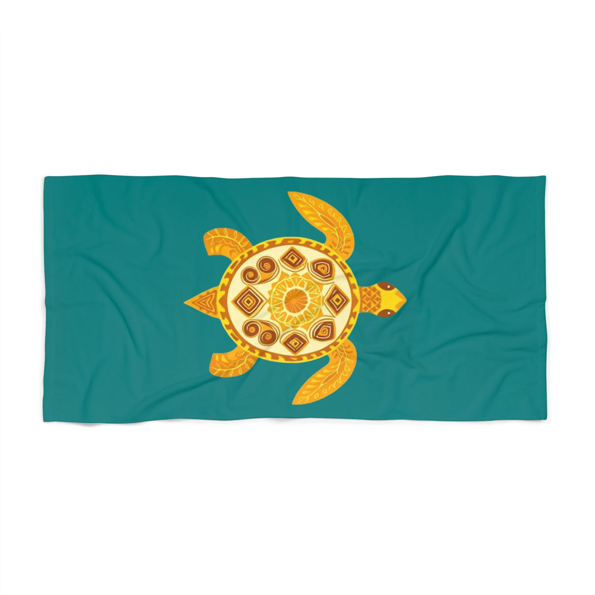 Gold and Teal Sea Turtle Beach Towel - Vibrant Summer, Pool Party Accessory, Eco-Friendly, Perfect for Beach Days, Gift for Ocean Lovers