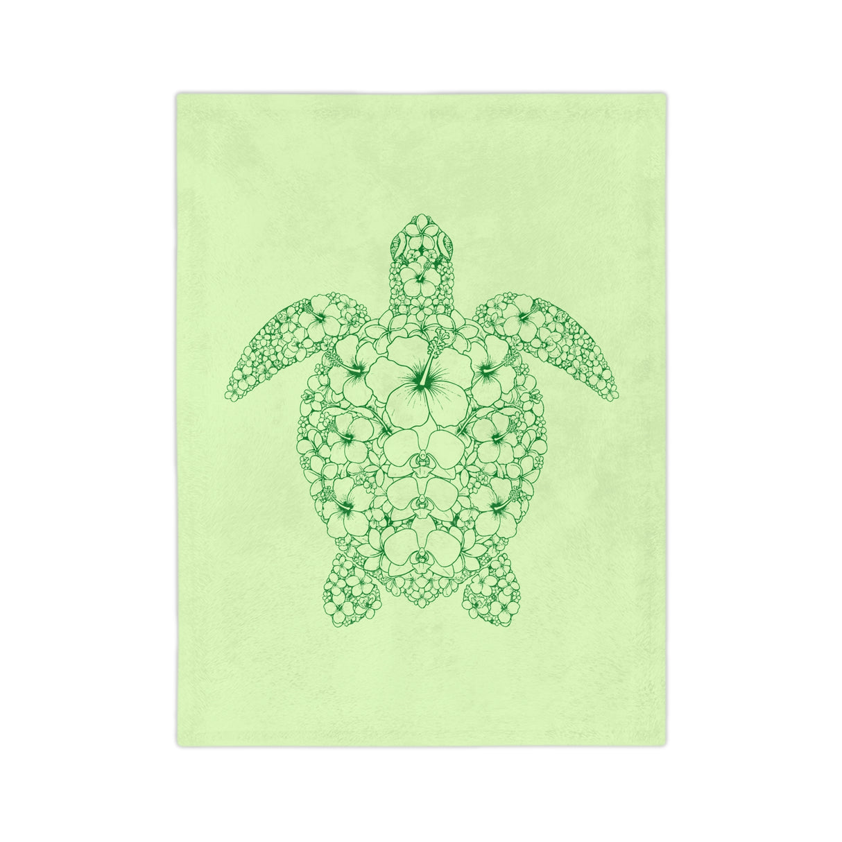 Green Turtle-Themed Velveteen Microfiber Blanket - Great for living rooms, bedroom or the beach - 3 Sizes