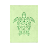 Green Turtle-Themed Velveteen Microfiber Blanket - Great for living rooms, bedroom or the beach - 3 Sizes