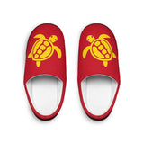Womens Red and Yellow Sea Turtle Print Indoor Slippers