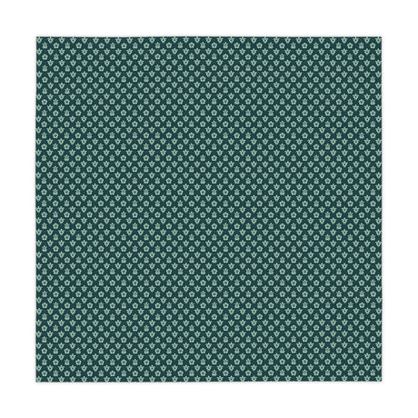 Dark Teal Sea Turtle and Floral Print Tablecloth