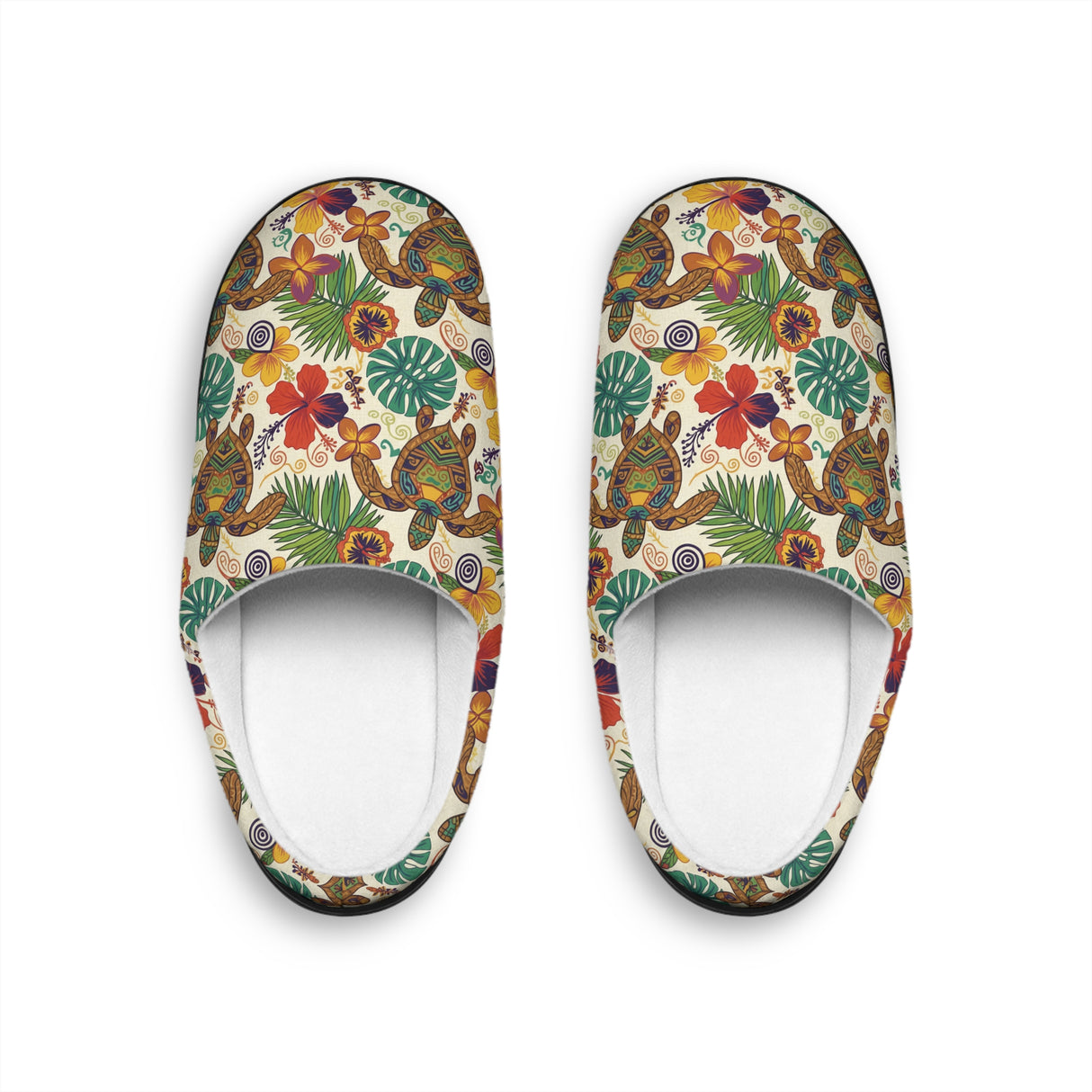 Womens Tropical Print Sea Turtle Print Indoor Slippers