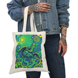 Trippy Green Tropical  Sea Turtle Eco-Friendly Cotton Tote Bag