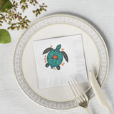 Blue Boho Tropical SeaTurtle-Themed Cocktail Napkins