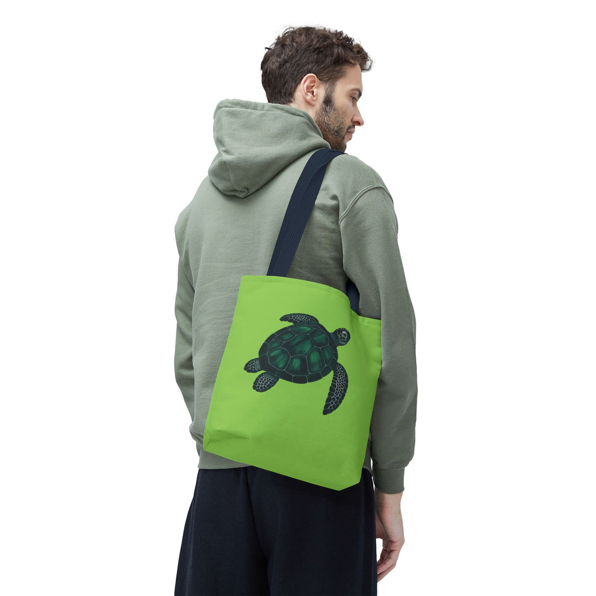 Green Oil Paint Art Sea Turtle Tote Bag - 3 sizes