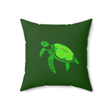 Green Mod Art Sea Turtle Faux Suede Pillow - 4 sizes
