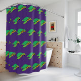 Wild Purple Sea Turtle Shower Curtains - Coastal Bathroom Decor