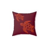 Purple and Orange Tropical Pattern Sea Turtle Faux Suede Pillow - 4 sizes