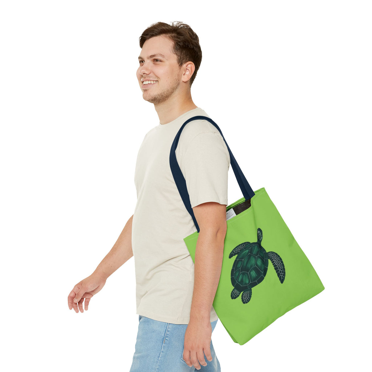 Green Oil Paint Art Sea Turtle Tote Bag - 3 sizes