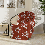 Burnt Orange and White Sea Turtle-Themed Velveteen Microfiber Blanket - 3 Sizes