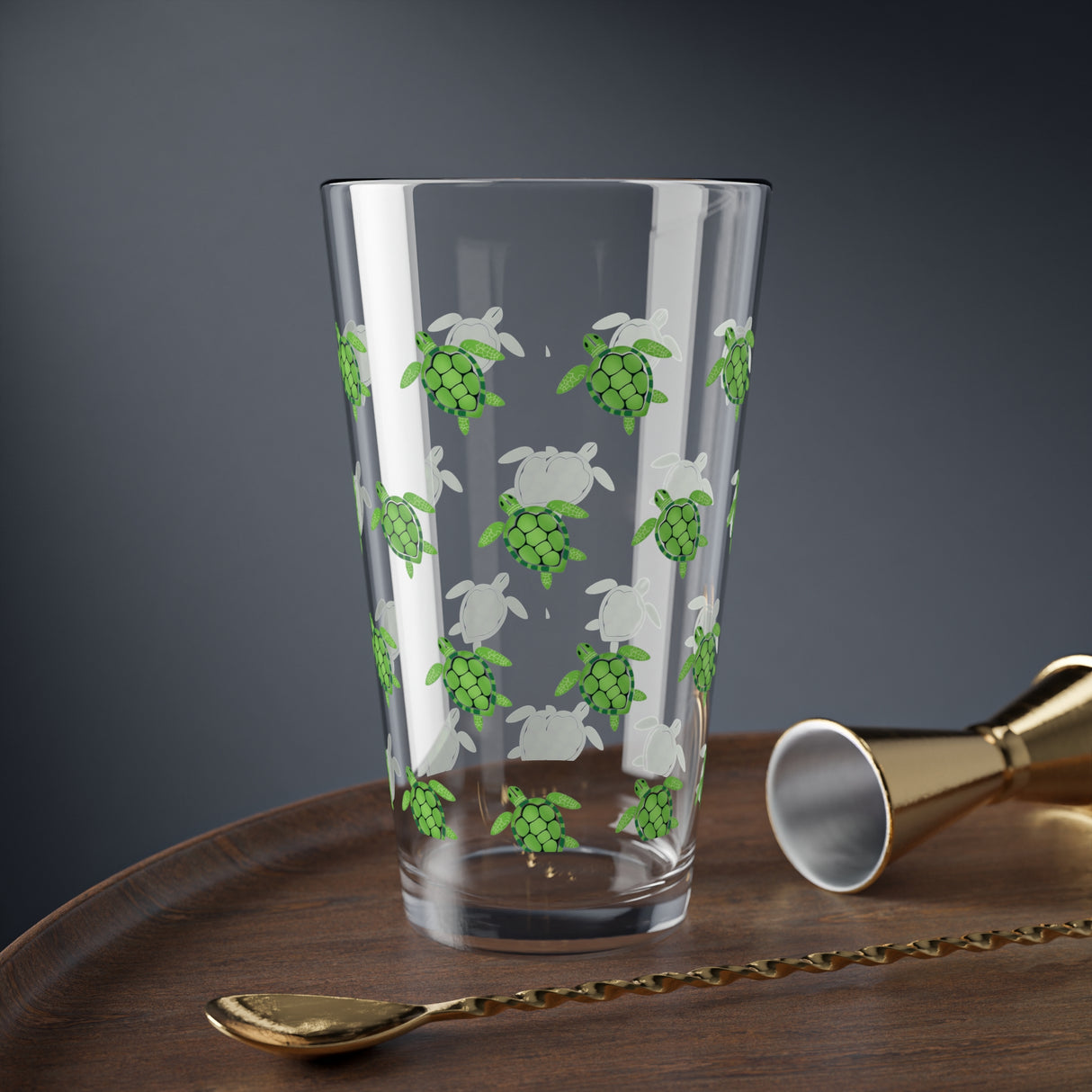 Turtle Pattern Design 16oz Drinkware, Fun Glassware, Great For Sea Turtle Fans.