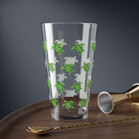 Turtle Pattern Design 16oz Drinkware, Fun Glassware, Great For Sea Turtle Fans.