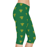 Green and Yellow Sea Turtle Capri Leggings