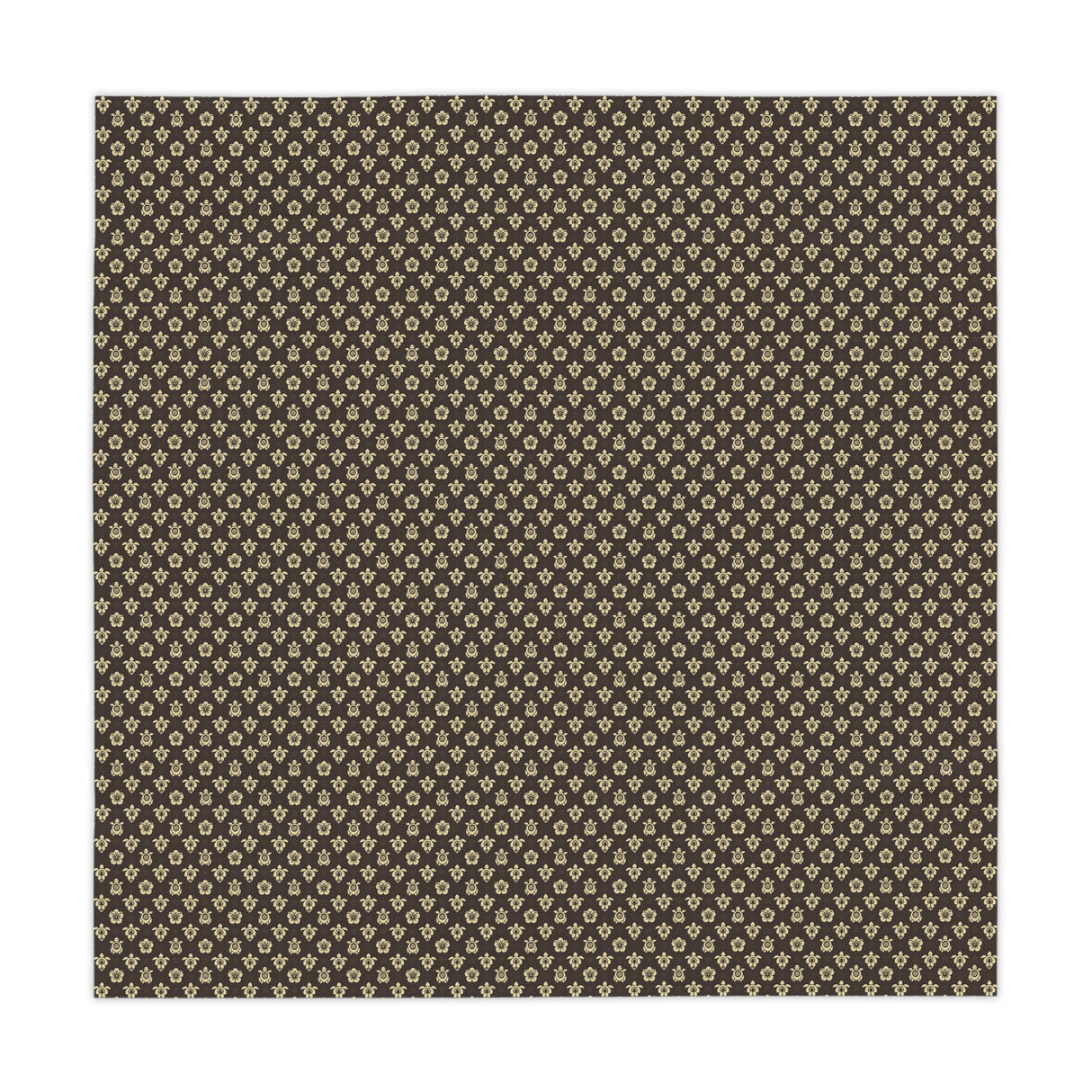 Dark Brown Sea Turtle and Floral Print Tablecloth