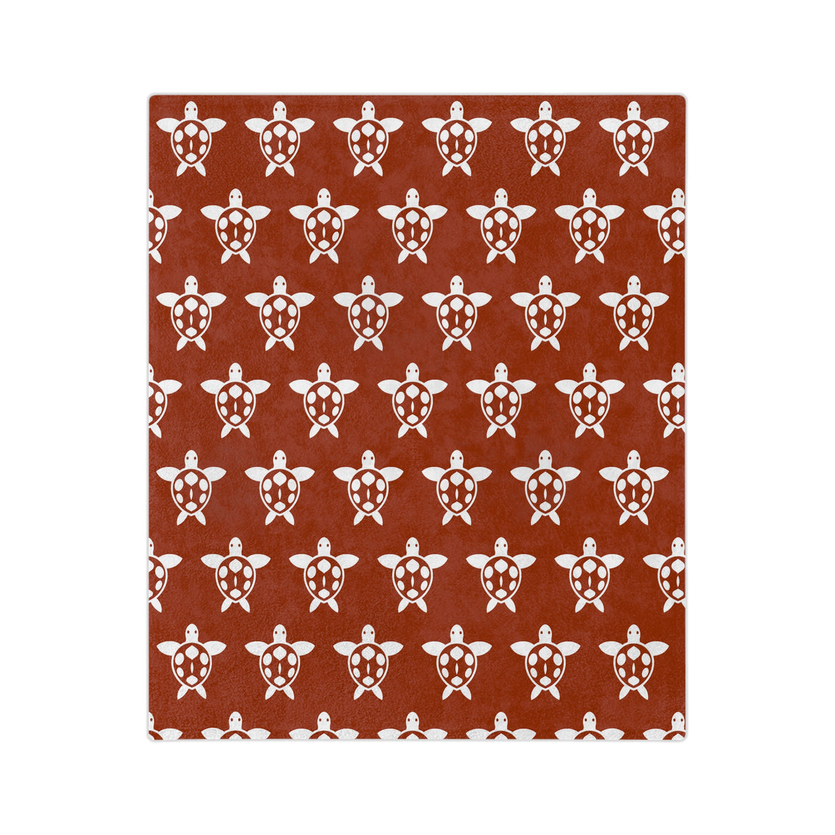 Burnt Orange and White Sea Turtle-Themed Velveteen Microfiber Blanket - 3 Sizes