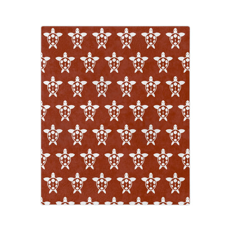 Burnt Orange and White Sea Turtle-Themed Velveteen Microfiber Blanket - 3 Sizes