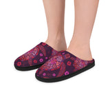 Womens Purple Tropical Sea Turtle Print Indoor Slippers