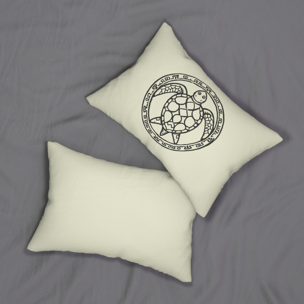 Tribal Sea Turtle Lumbar Pillow, Nautical Home Decor, Beach House Accent Cushion, Gift for Beach Lovers, Turtle Design Throw Pillow