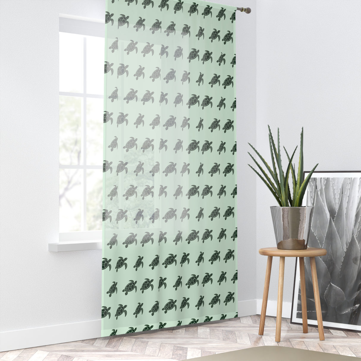 Green Sea Turtle Pattern Window Curtain