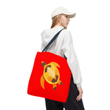 Red and Gold Collage Print Sea Turtle Tote Bag - 3 sizes