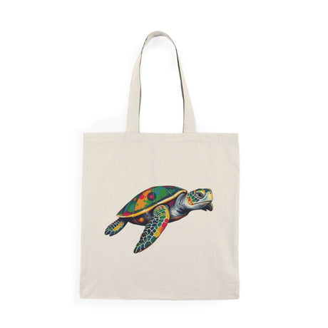 Paint Splatter Sea Turtle Design Natural Cotton Tote Bag