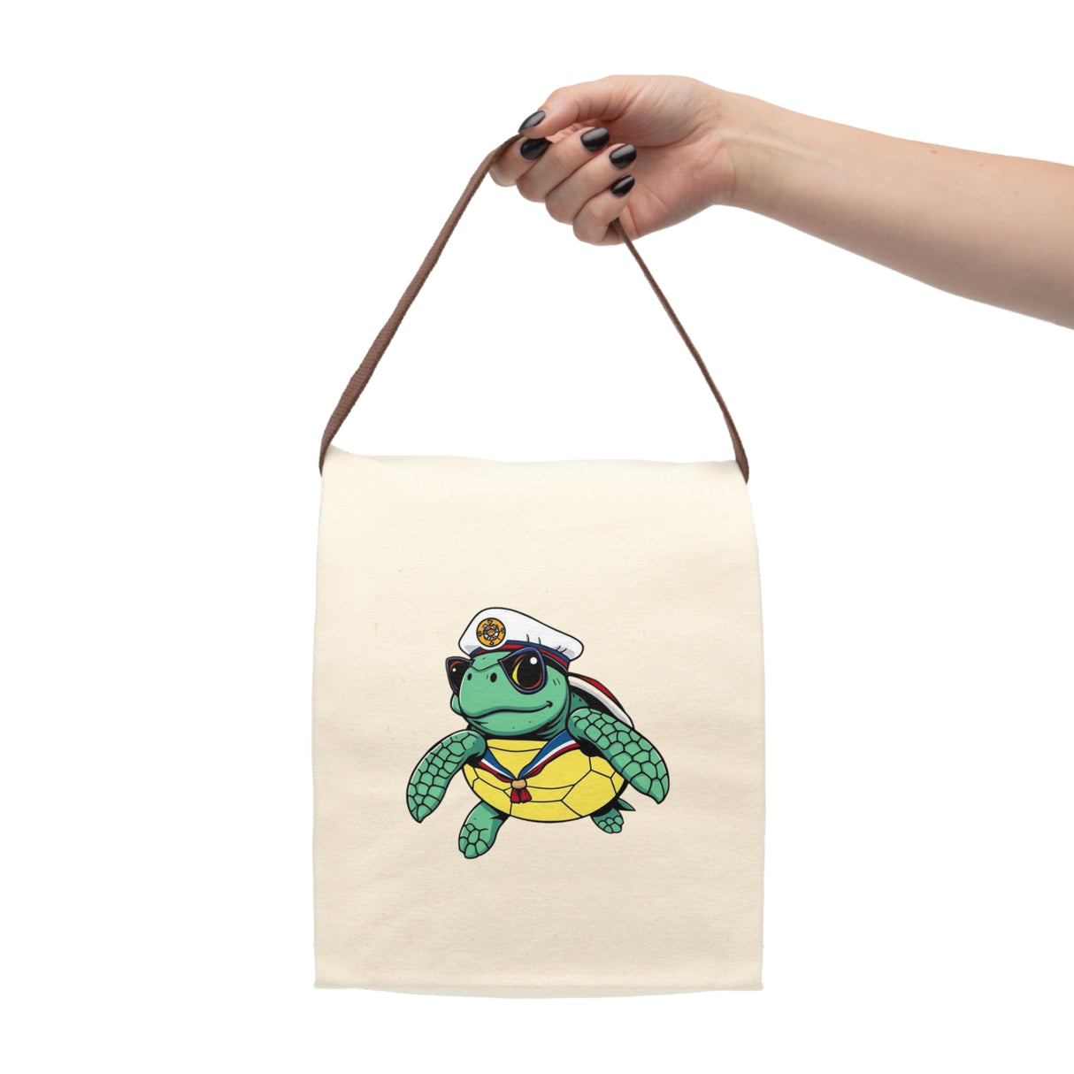 Colorful Sailor Sea Turtle Lunch Bag - Reusable Canvas Lunch Bag