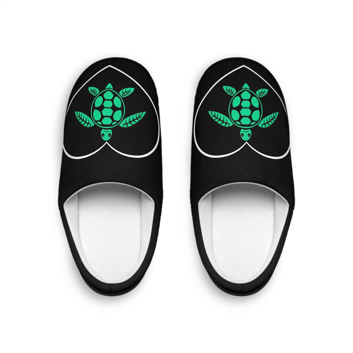 Mens Green SeaTurtle Heart Slippers