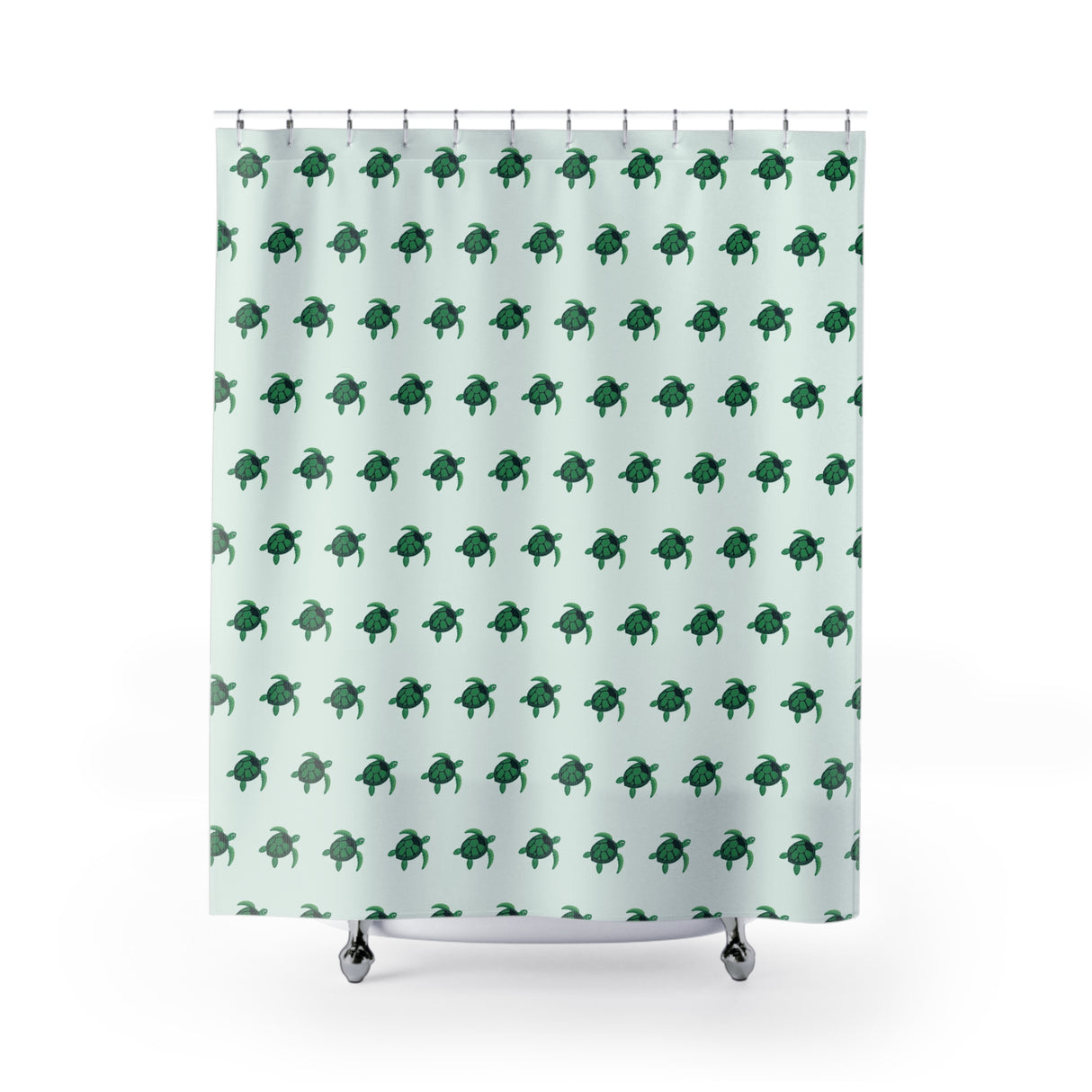 Green and Sea Foam Sea Turtle Shower Curtains - Coastal Bathroom Decor