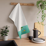 Blue and Green Sea Turtle and Fish Tea Towel (cotton, poly)