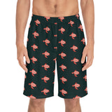 Dark Blue Sea Turtle Print Men's Board Shorts
