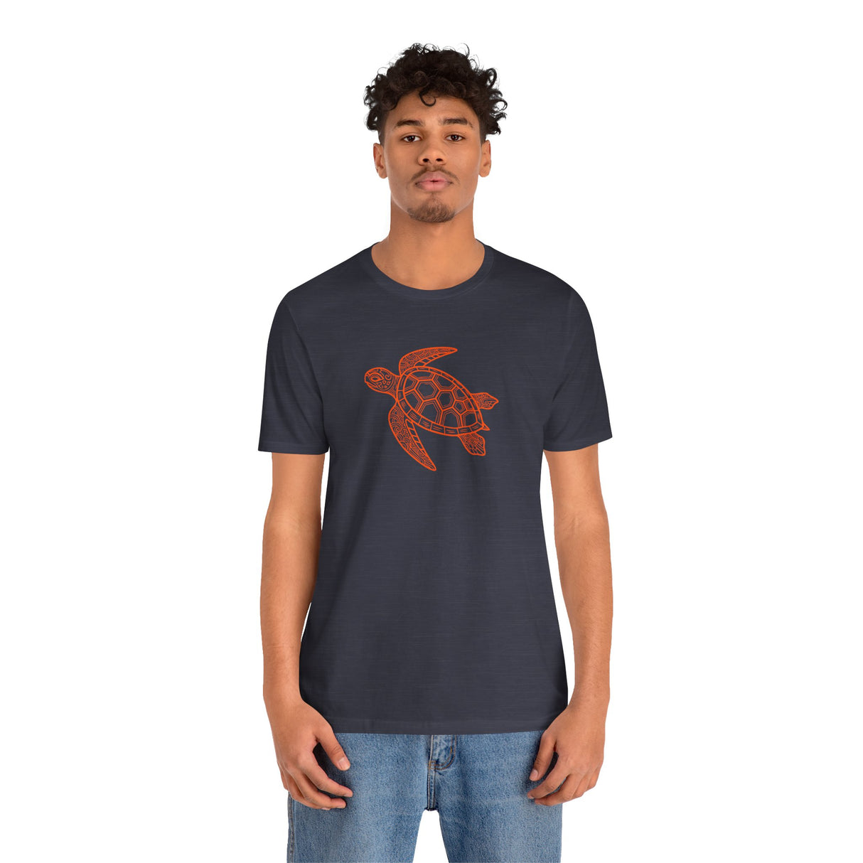 Orange Tribal Sea Turtle Graphic Tee - 6 Colors