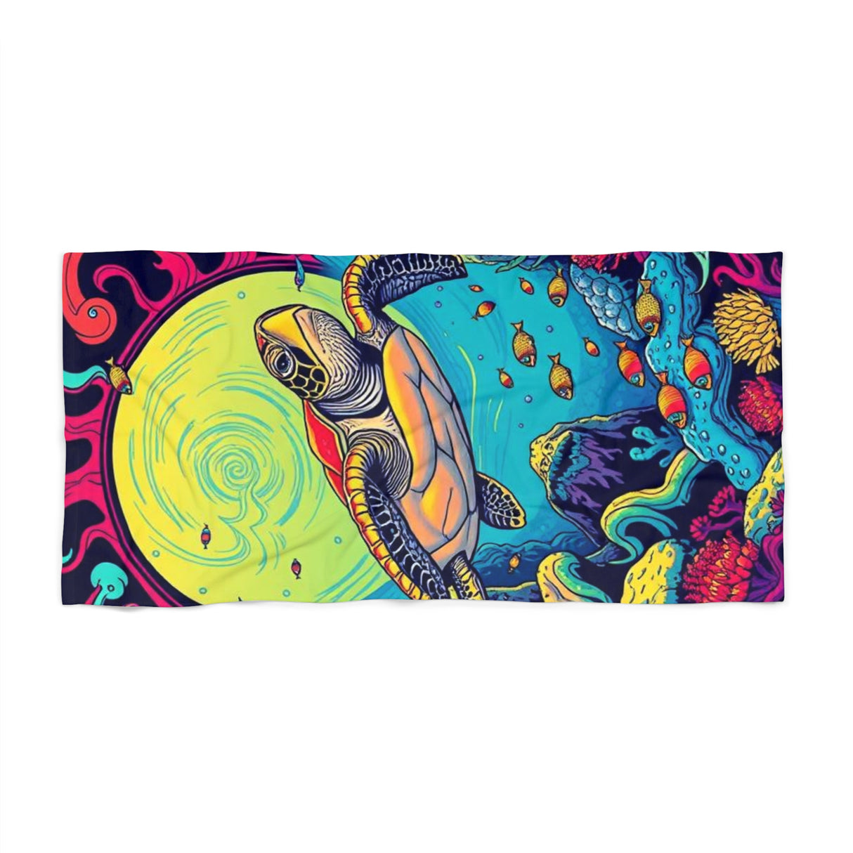 Cosmic Sea Turtle Beach Towel - Vibrant Summer, Pool Party Accessory, Eco-Friendly, Perfect for Beach Days, Gift for Ocean Lovers