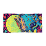 Cosmic Sea Turtle Beach Towel - Vibrant Summer, Pool Party Accessory, Eco-Friendly, Perfect for Beach Days, Gift for Ocean Lovers