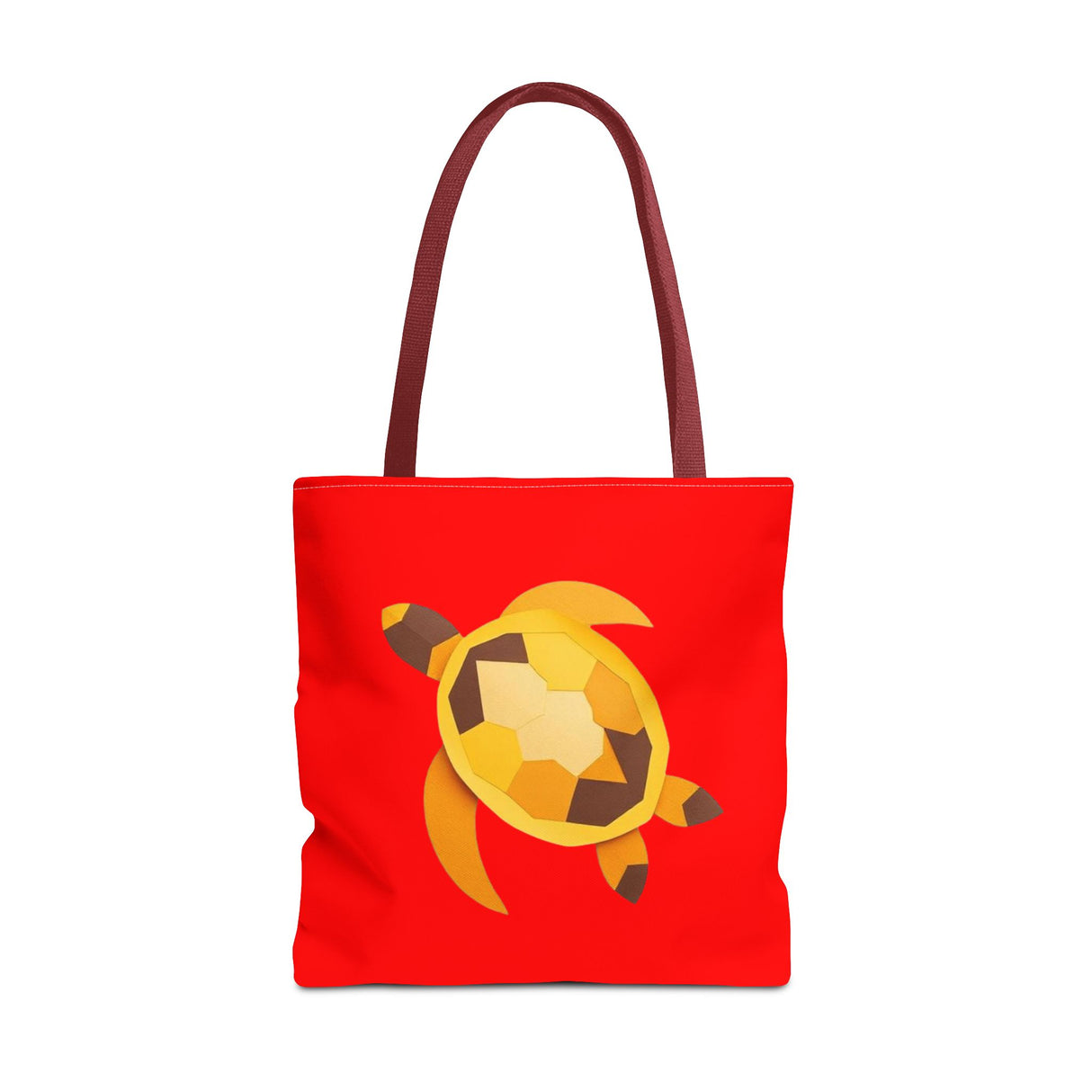 Red and Gold Collage Print Sea Turtle Tote Bag - 3 sizes