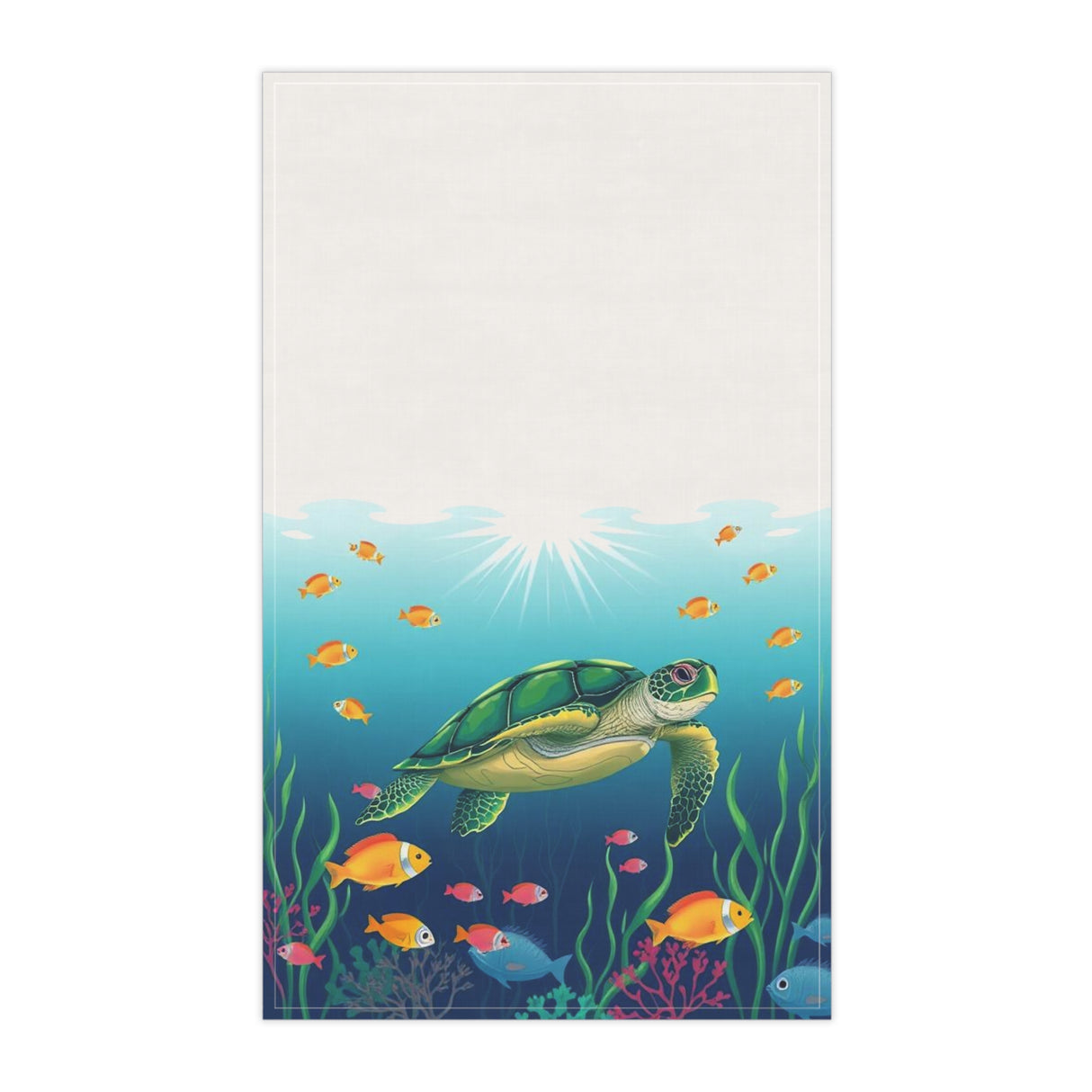 Illustrated Floating Sea Turtle Tea Towel (cotton, poly)