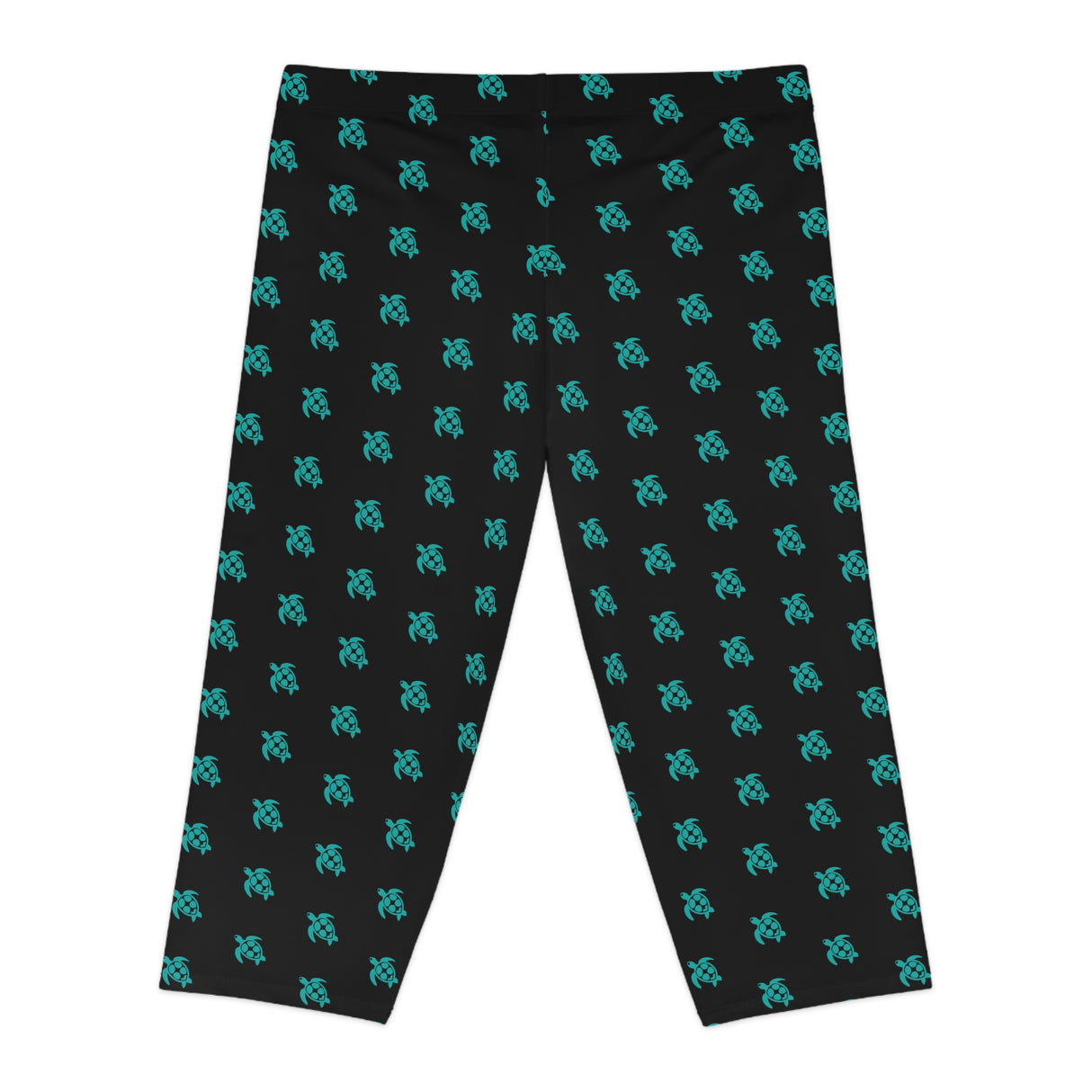 Black and Teal Sea Turtle Capri Leggings